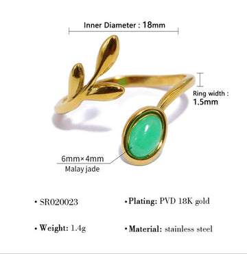Olive Leaf Charm Ring-18mm