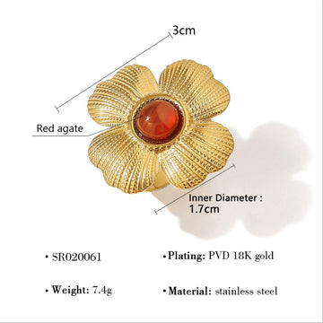 Red Agate Bloom Ring-17mm