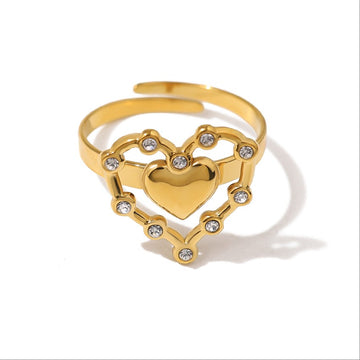 Crystal Crown Heart Ring-17mm