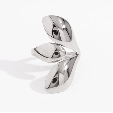 Sculpted Leaf Silver Ring-18mm