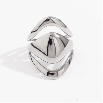 Chrome Maze Statement Ring-18mm
