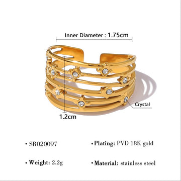 Retro Stack Gold Ring-17.5mm