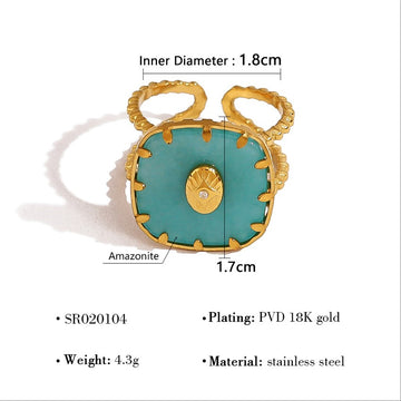 Golden Bloom Turquoise Ring-18mm