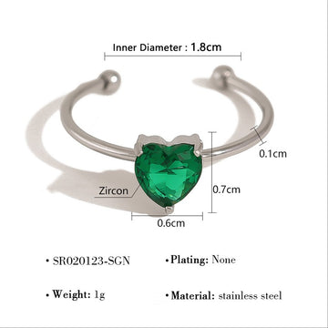 Emerald Heart Duo Band Ring-18mm