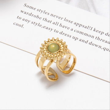 Emerald Sunburst Crown Ring-18mm