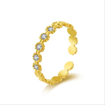 Crystal Dot Gold Ring-18mm