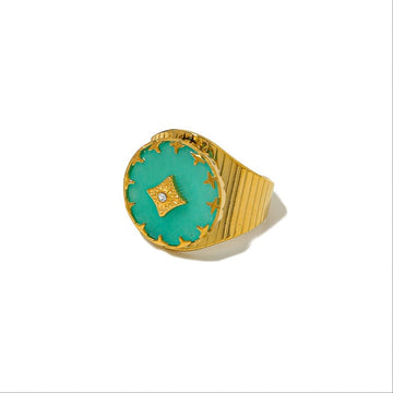 Green Checkered Crest Ring-18mm