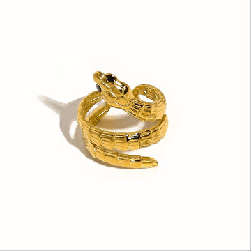 Twin Serpent Gold Ring-18mm