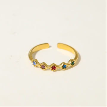 Multi-Stone Petite Gold Ring-17mm