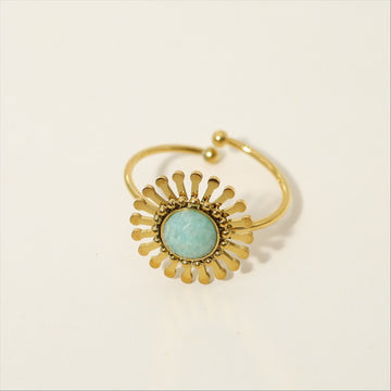 Turquoise Solar Bloom Ring-17mm