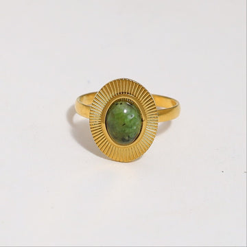 Green Jasper Oval Ring-18mm