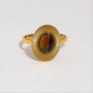 Amber Oval Gem Ring-18mm