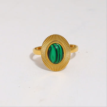 Malachite Oval Gem Ring-18mm