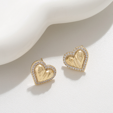 Engraved Heart Studs