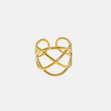 Heart Lattice Gold Ring-18mm