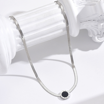 Black Enamel Circle Pendant Necklace