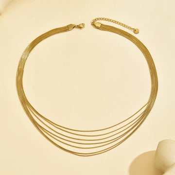 Five-Layer Draped Gold Collar Necklace