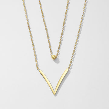 Double Strand Geometric Layer Necklace