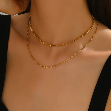 Layered Double Gold Chain Necklace