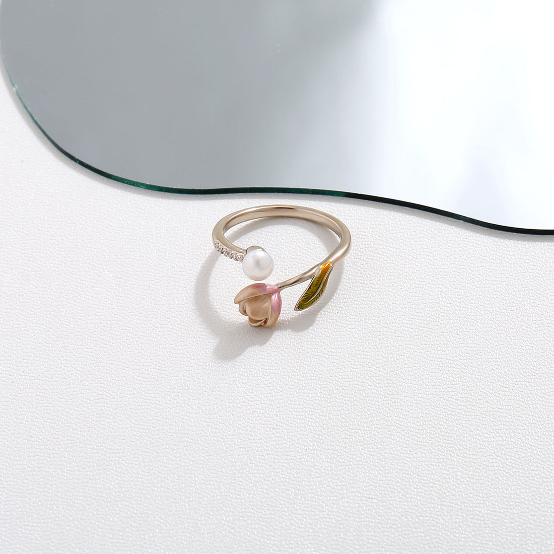 Rose Crystal Solitaire Ring  17mm