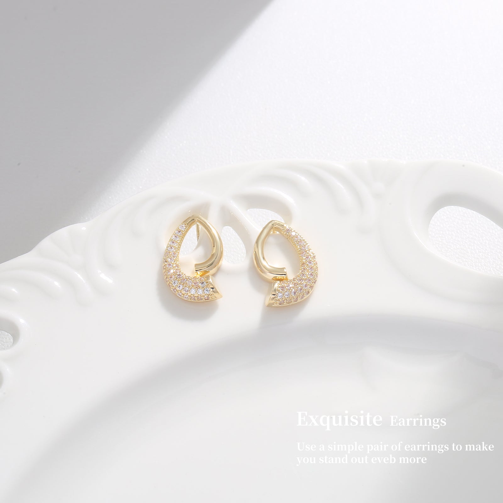 Woven Gold Huggie Hoops