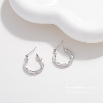 Twisted-Silver Hoop Earrings