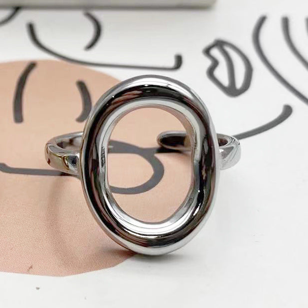Silver Oval Silhouette Ring-17mm