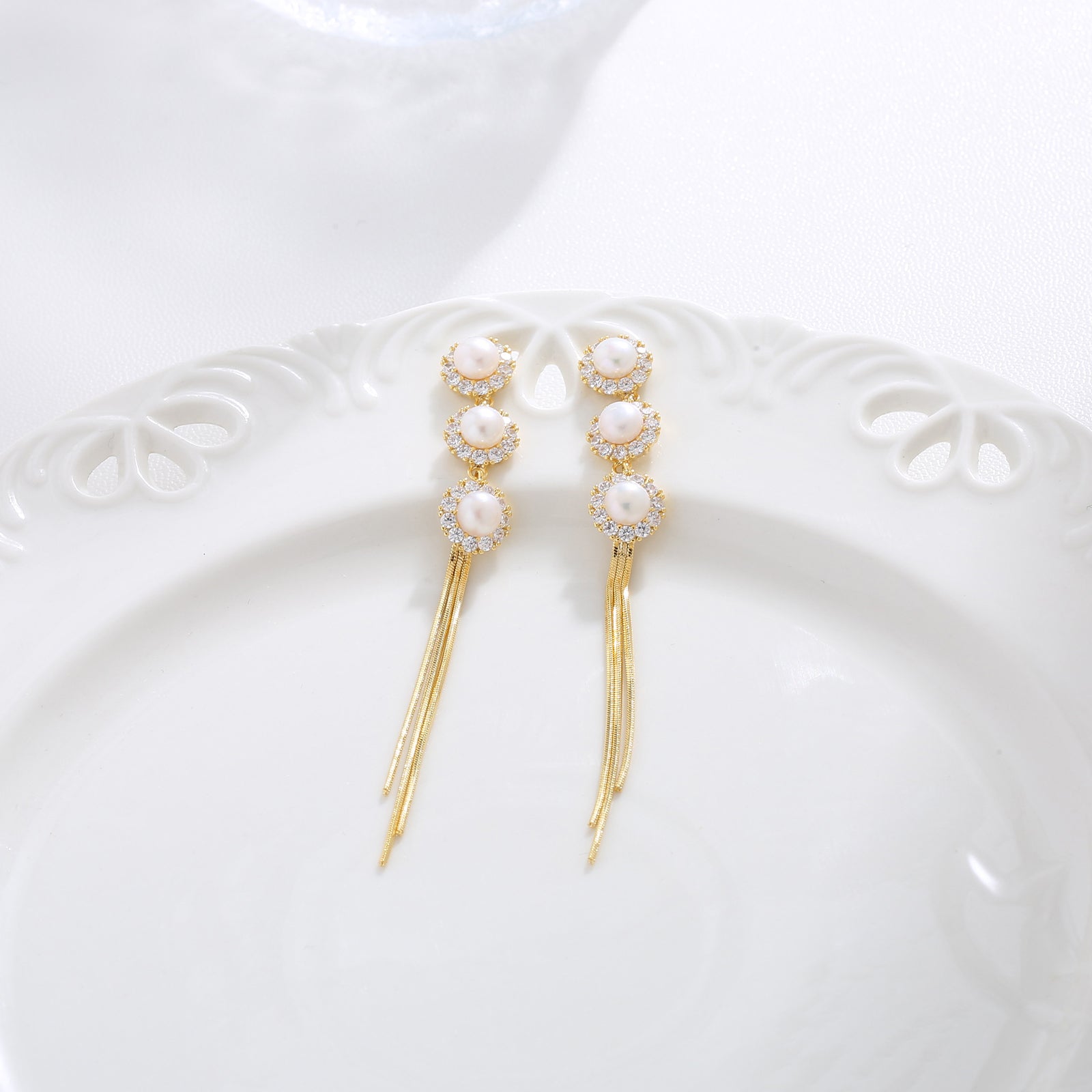 Pearl Cascade Statement Earrings