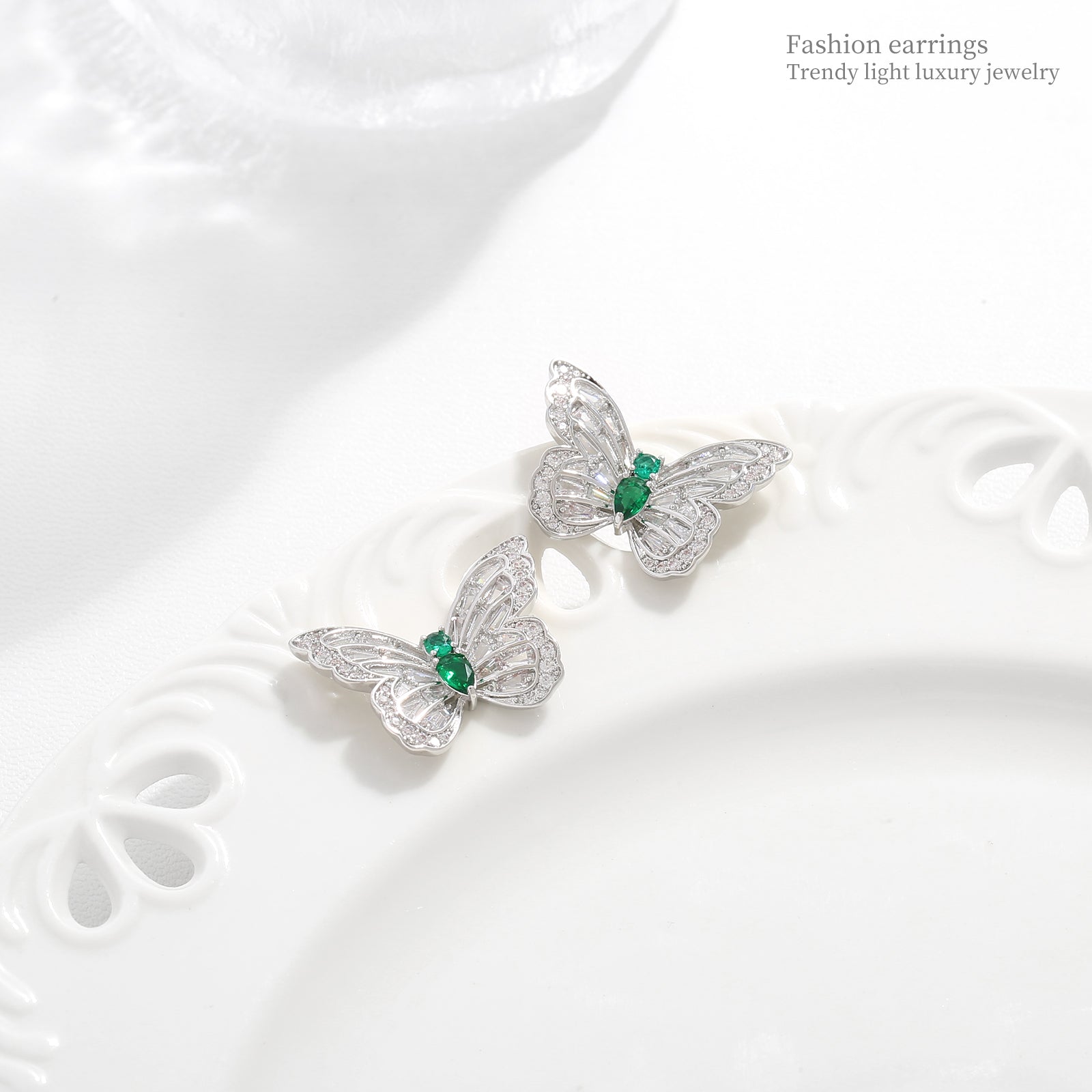 Emerald Butterfly Wings Studs