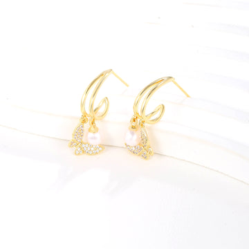Golden Pearl Twist Earrings