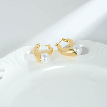 Elegant Pearl Drop Hoops