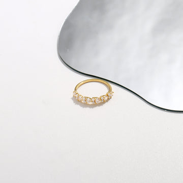 Dainty Pearl and Crystal Gold Ring 18mm