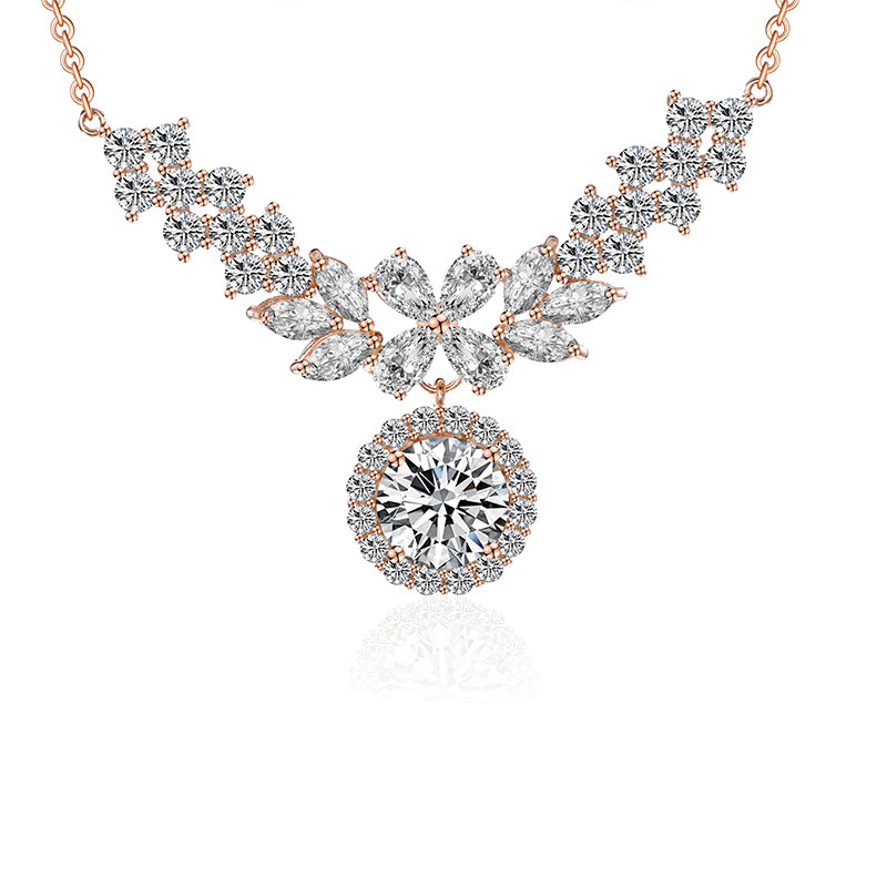 Vine Cluster Statement Necklace - Rose Gold