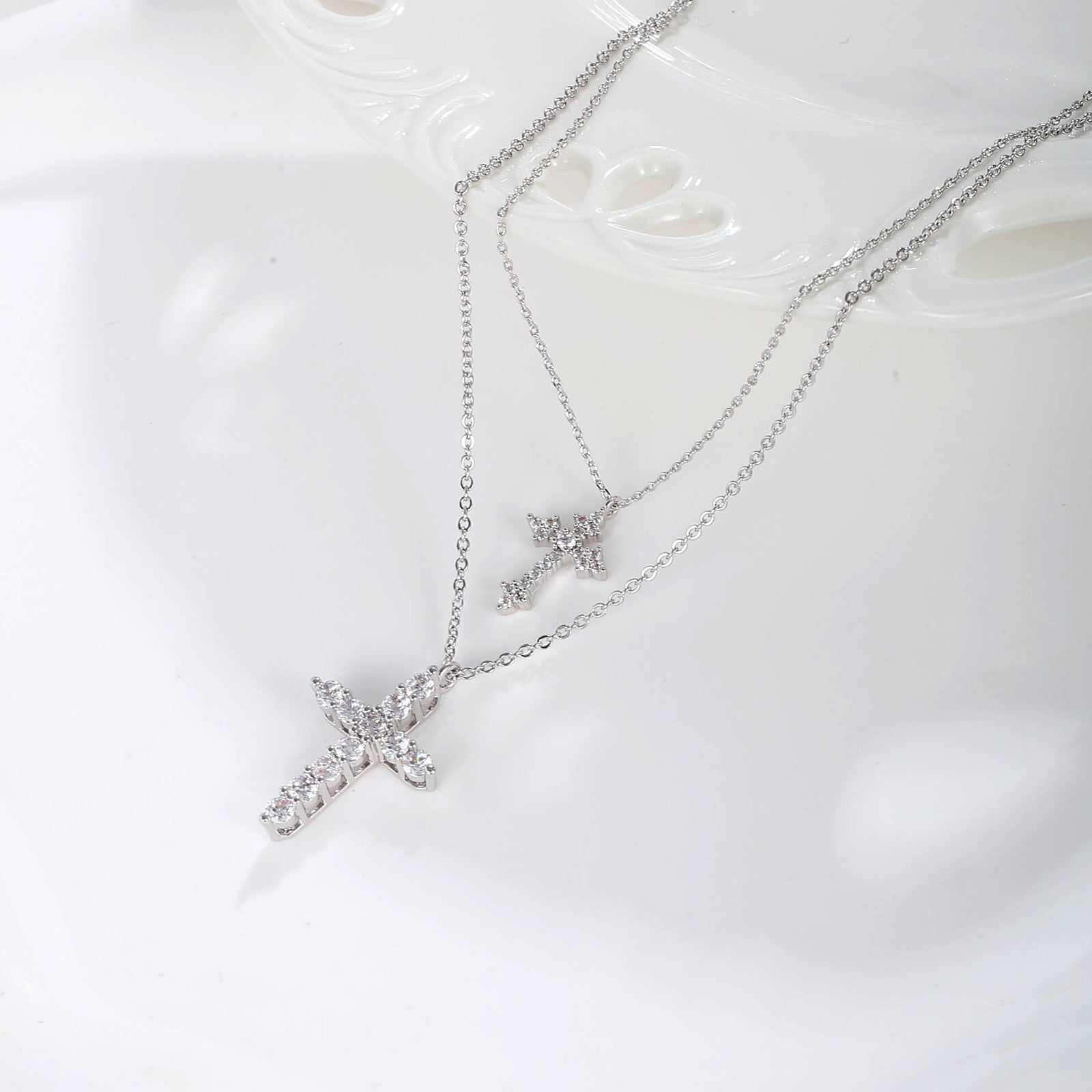 Twin Star Cross Necklace