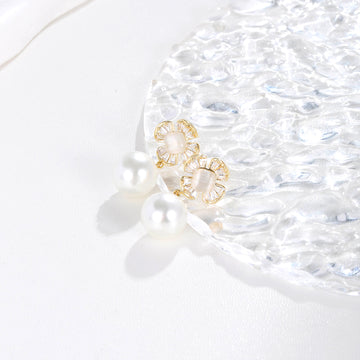Gold Pearl Chain Earrings