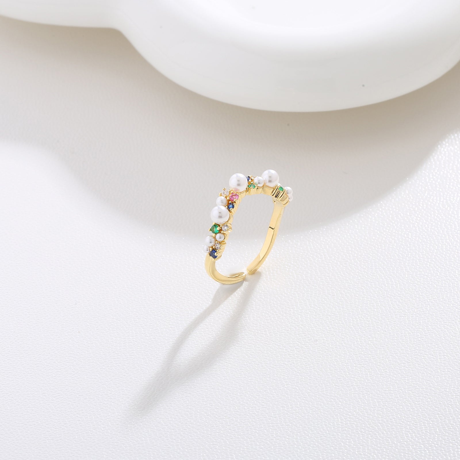 Gold-Plated Pearl Band Ring  17mm