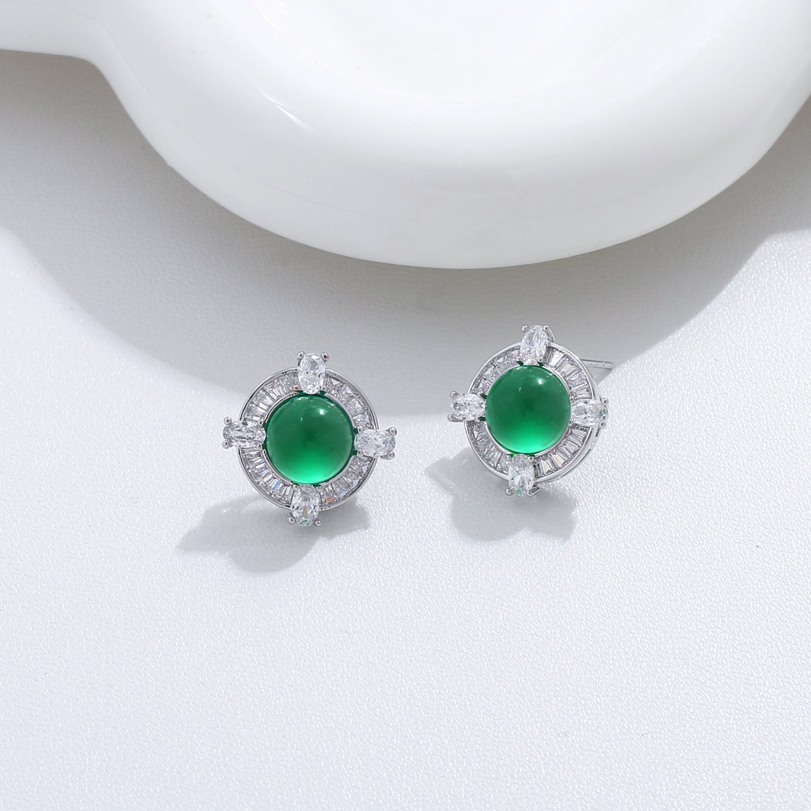 Emerald Halo Studs