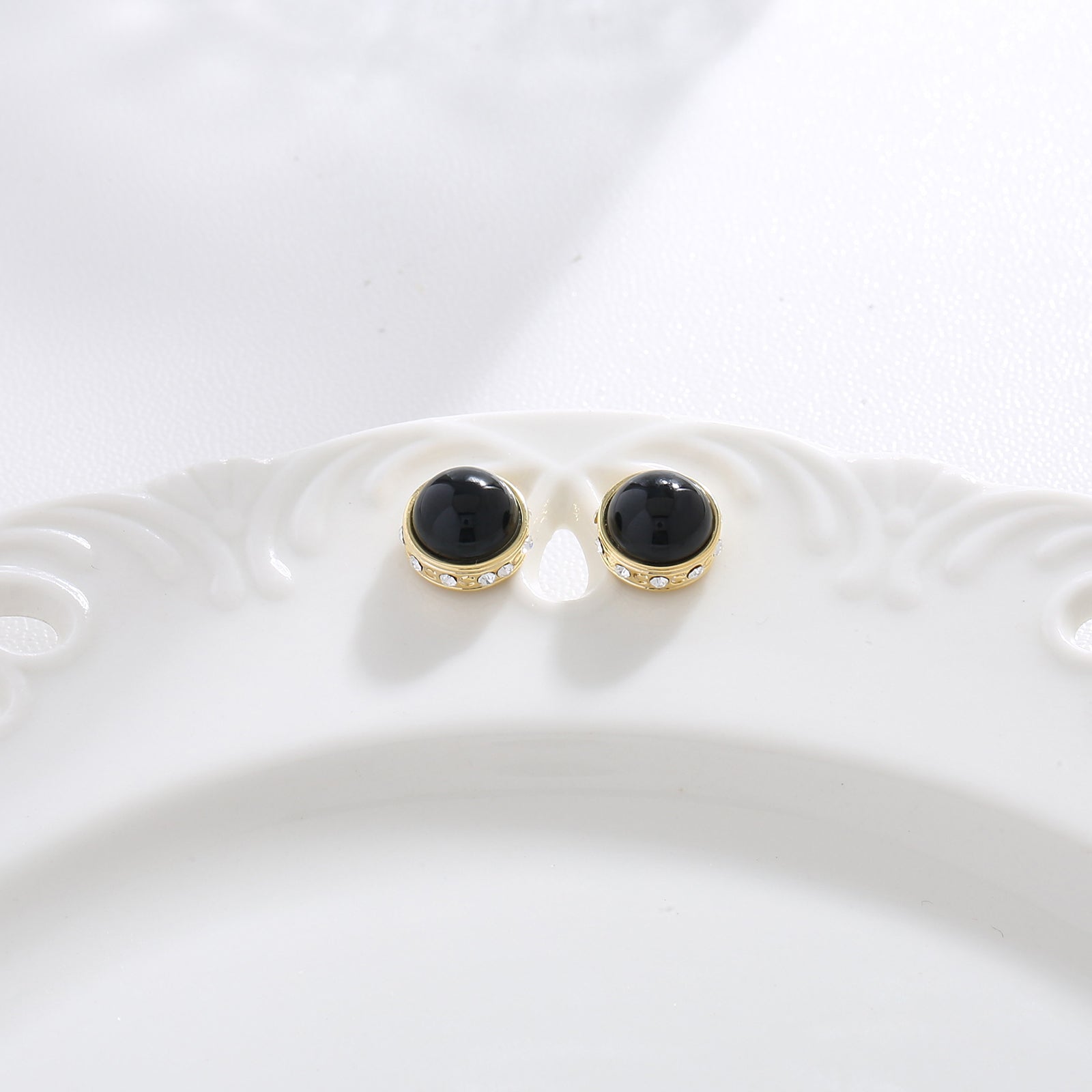 Chic Black Enamel Studs