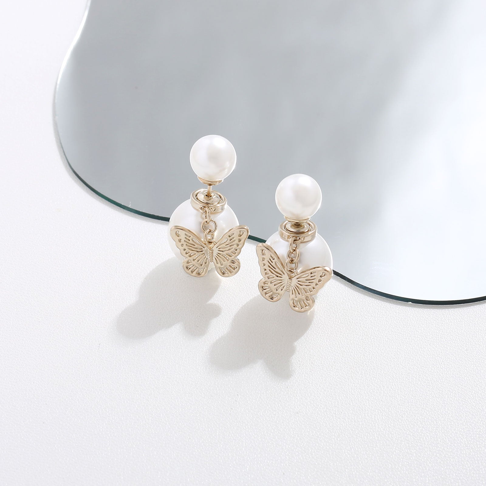 Pearl Leaf Drop Earrings