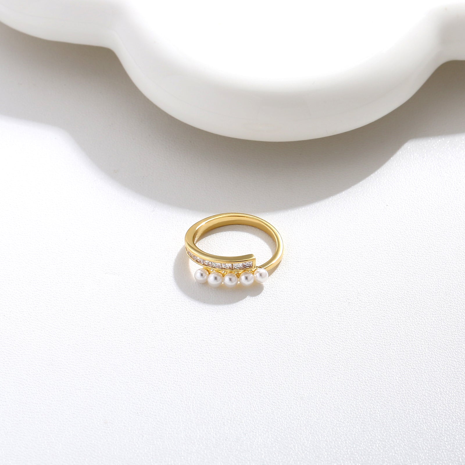 Layered Wave Gold Ring 17mm