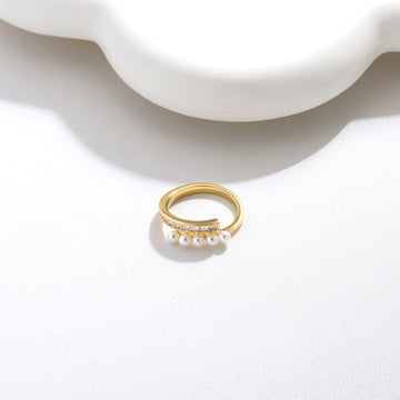 Layered Wave Gold Ring 17mm