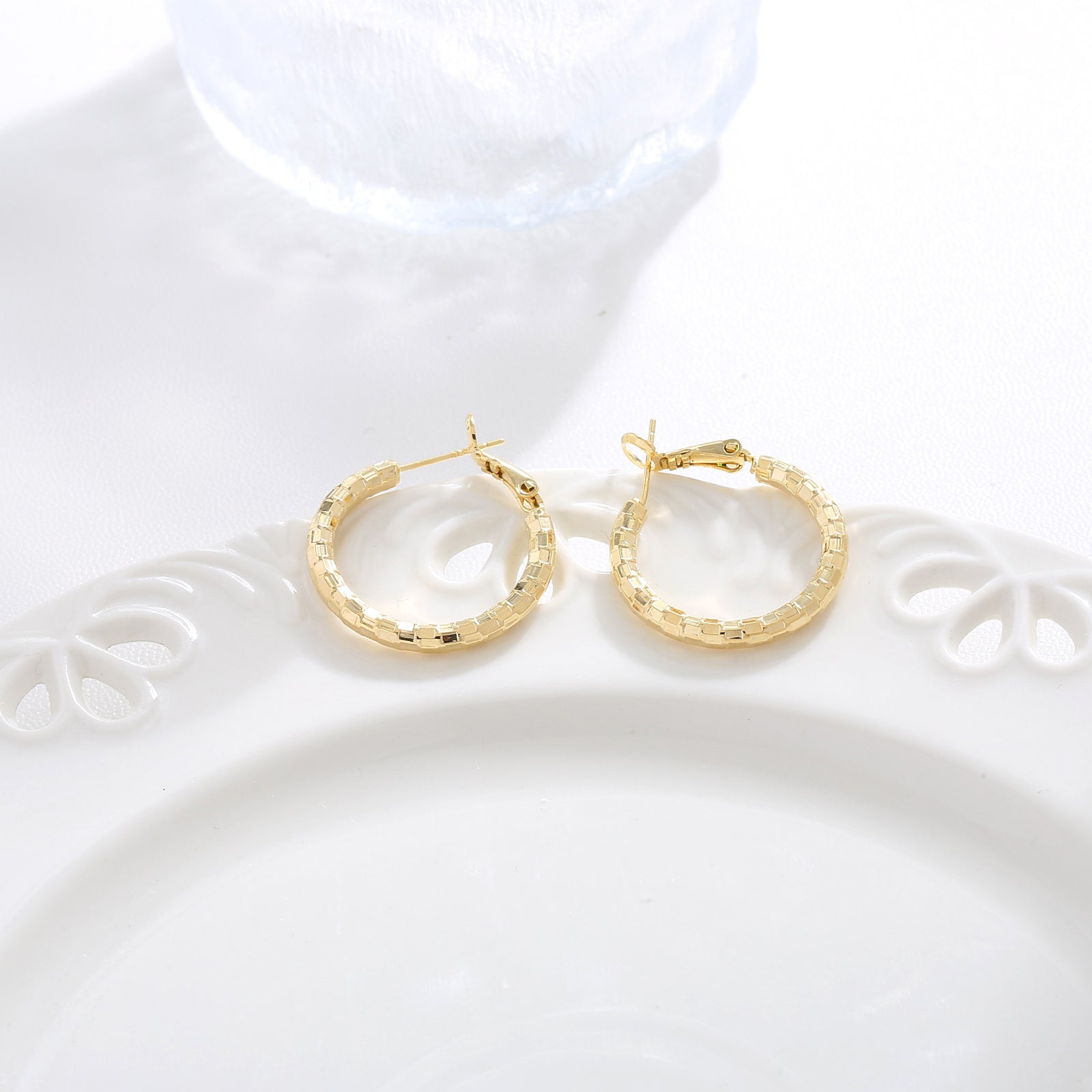 Gold Textured Hoop Earrings