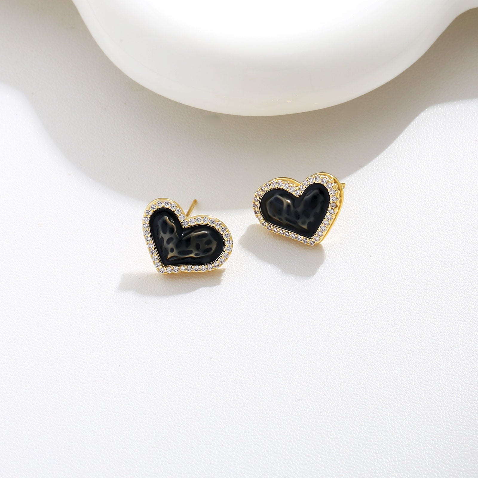 Black Heart Enamel Studs