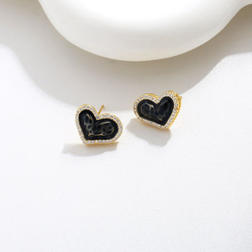 Black Heart Enamel Studs