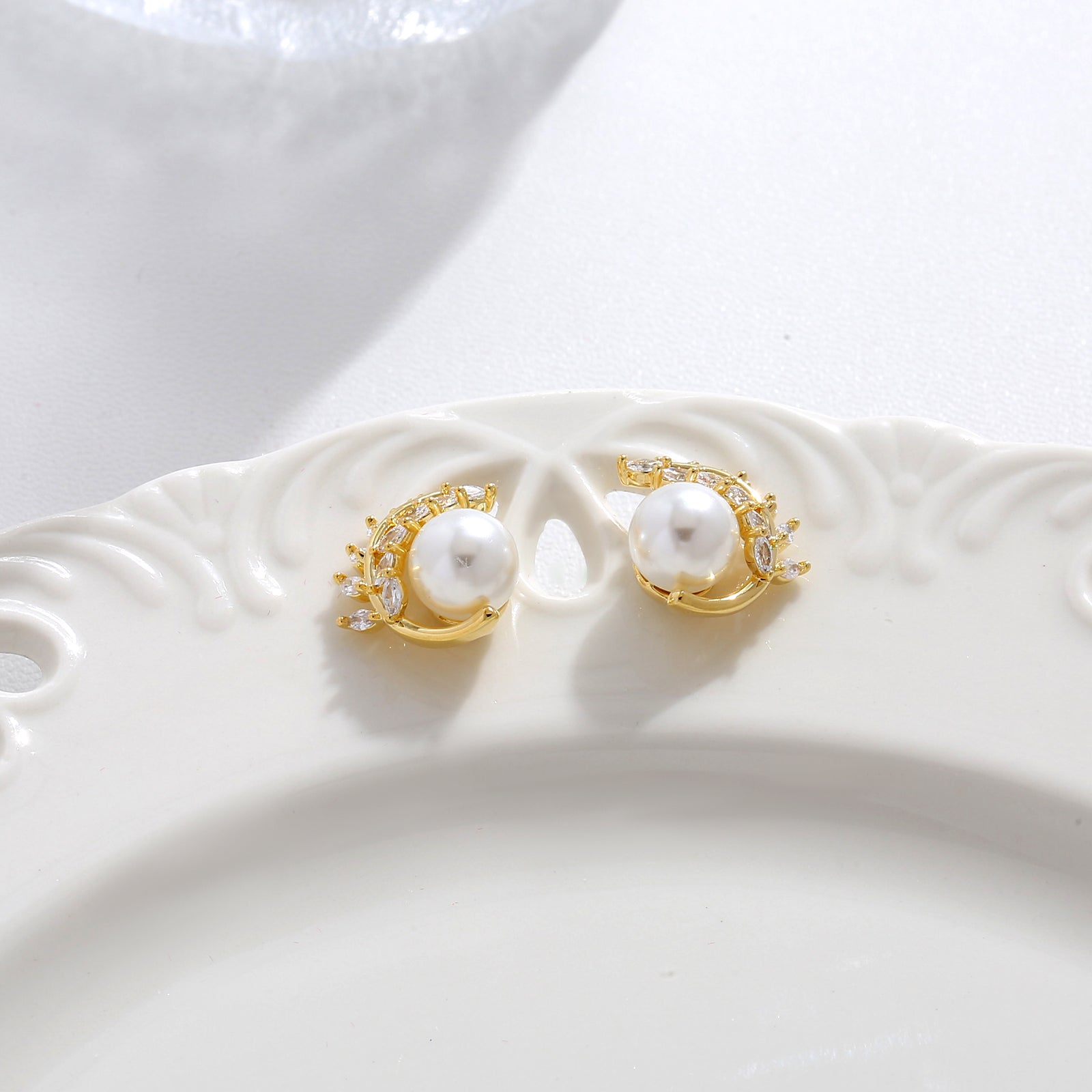 Golden Loop Pearl Drop Earrings