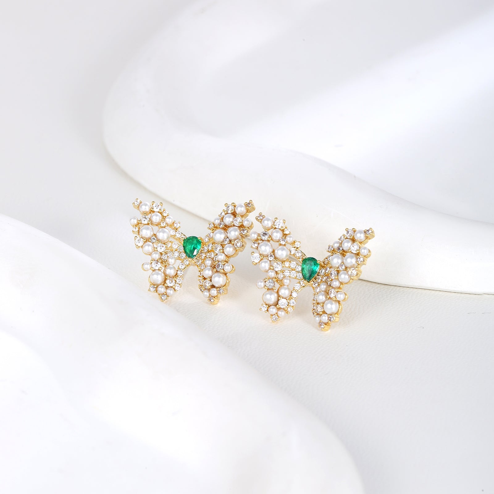 Emerald Butterfly Studs