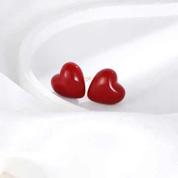 Red Heart Stud Earrings