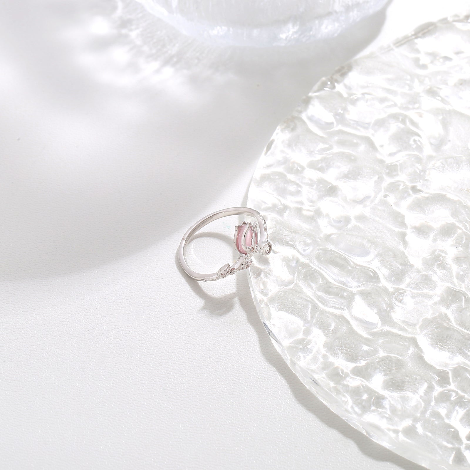 Pink Floral Minimalist Ring  17mm