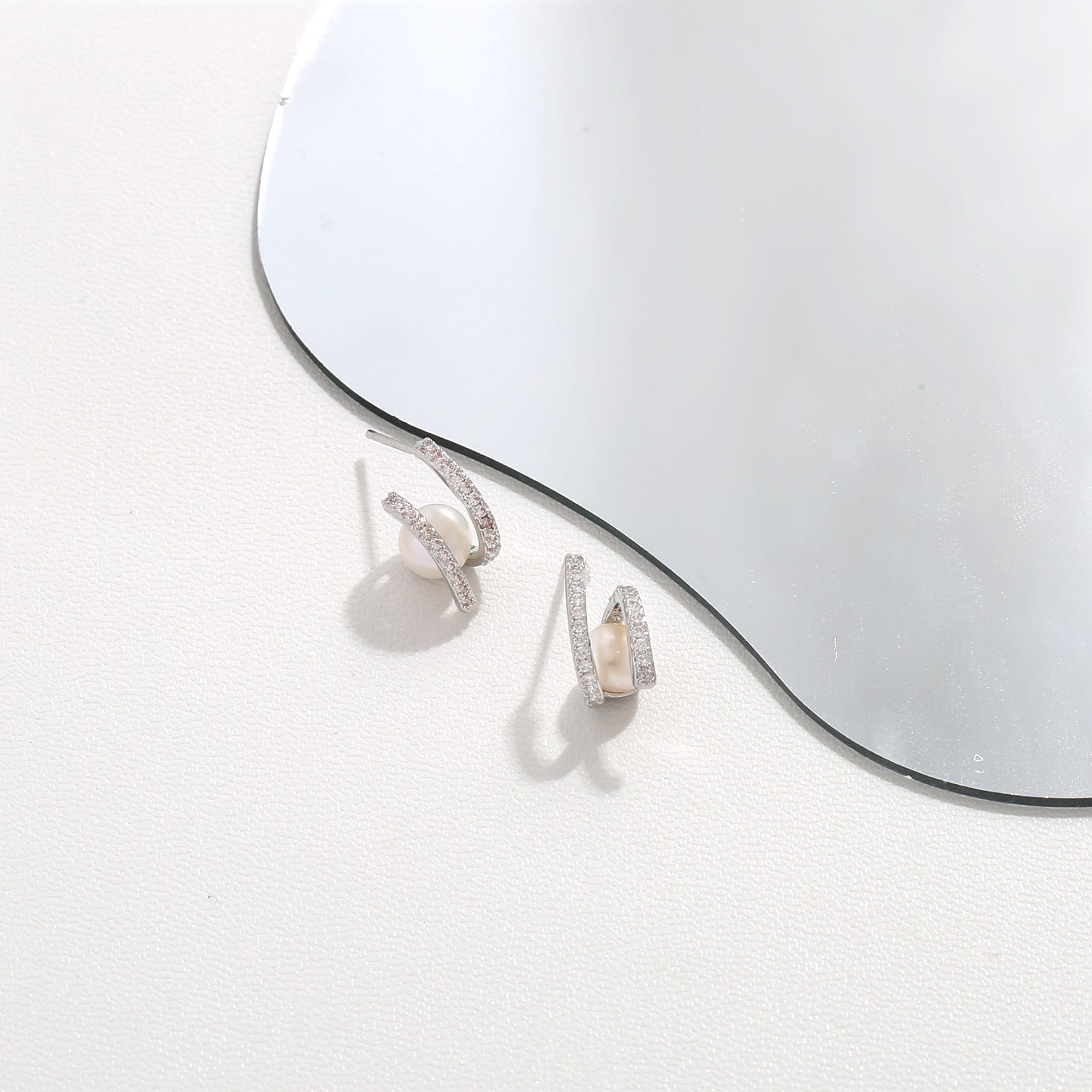 Silver Petal Drop Earrings