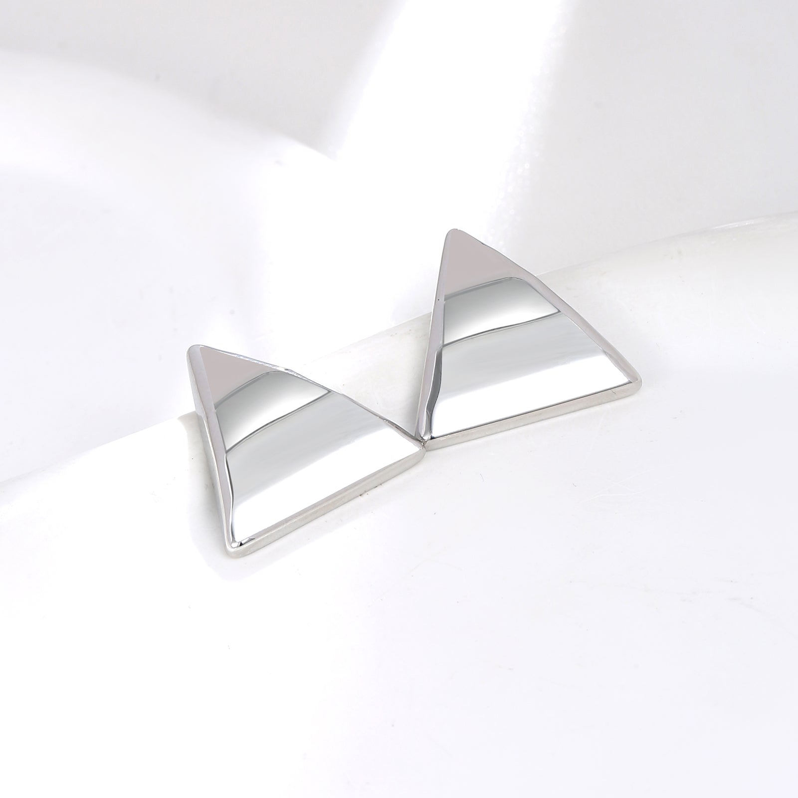 Silver Triangle Stud Earrings